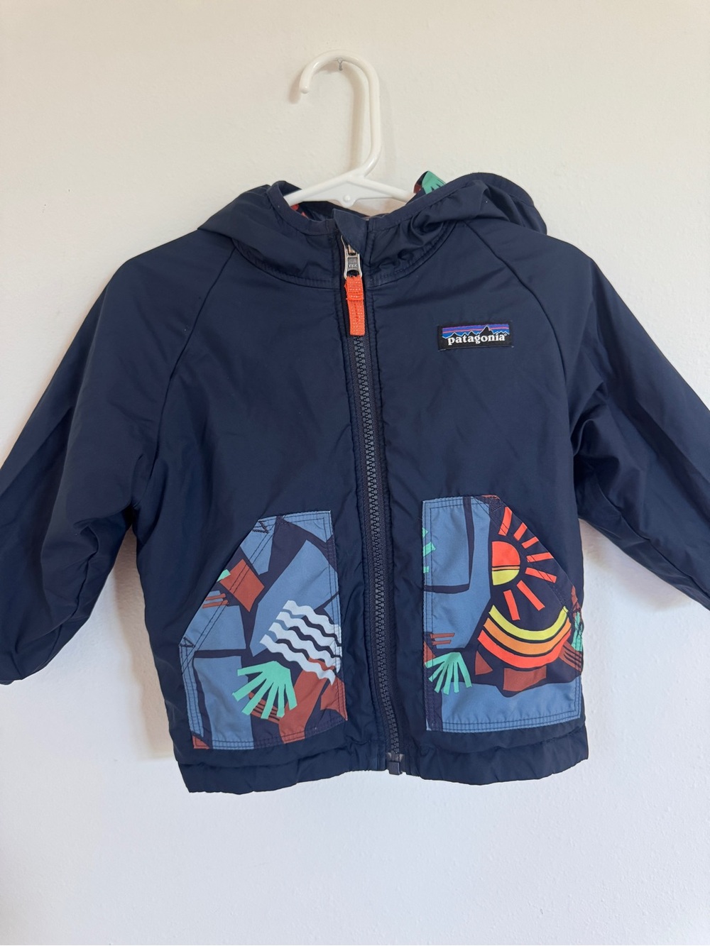 Patagonia baby reversible puff-ball jacket 12-18 navy - Picture 8 of 9